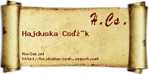 Hajduska Csák névjegykártya